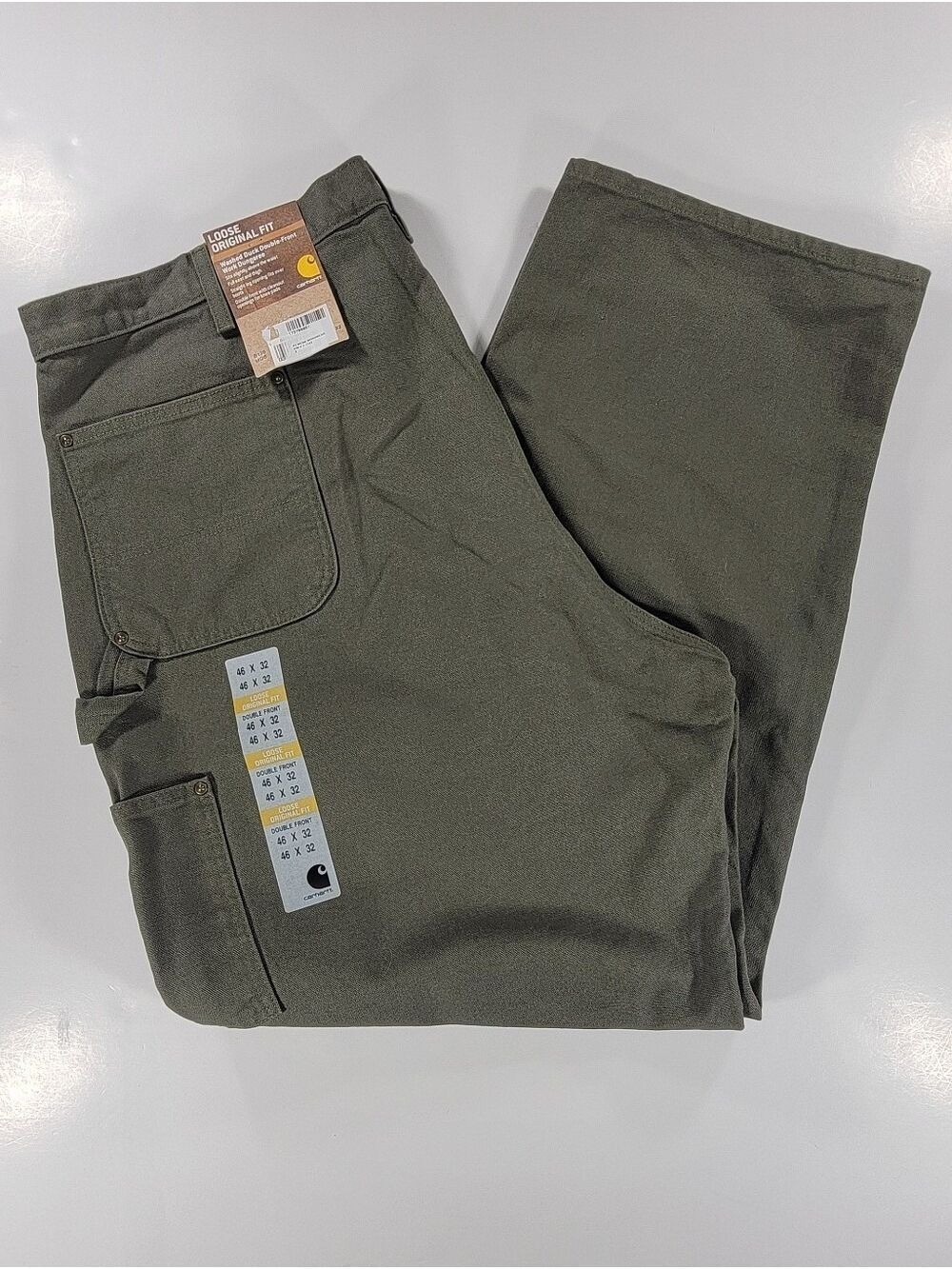 NEW Carhartt B136 MOS Double Knee Carpenter Pants 46x32 Dungaree Fit Moss Green